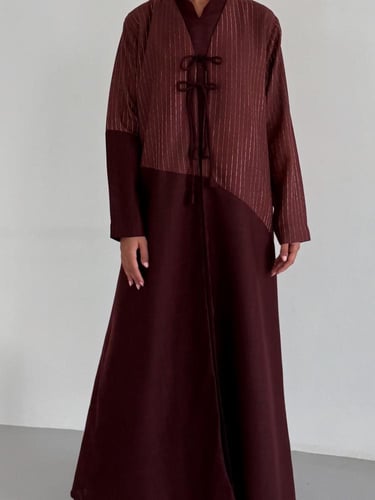 Linen Burgundy Abaya - R08