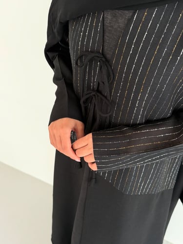 Linen Black Abaya - R08