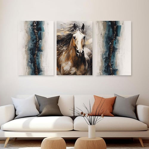 لوحة ثلاثية فن تجريدي بتصميم مودرن المقاس لكل لوحة