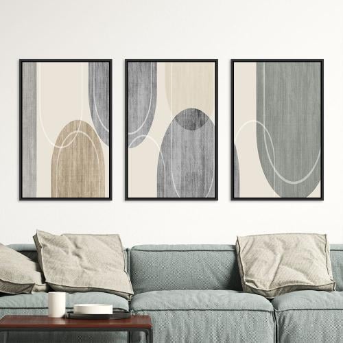 لوحة ثلاثية فن تجريدي بتصميم مودرن المقاس لكل لوحة