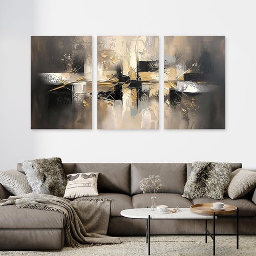 لوحة ثلاثية فن تجريدي بتصميم مودرن المقاس لكل لوحة