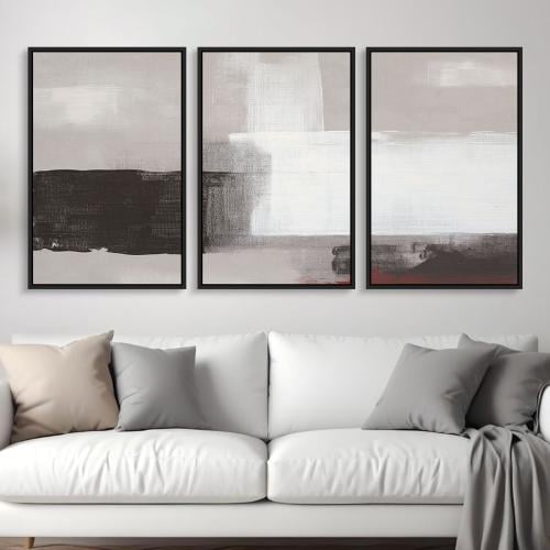 لوحة ثلاثية فن تجريدي بتصميم مودرن المقاس لكل لوحة