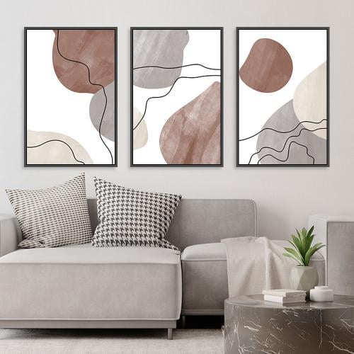 لوحة ثلاثية فن تجريدي بتصميم مودرن المقاس لكل لوحة