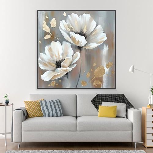 لوحة فن تجريدي ورد تصميم مودرن