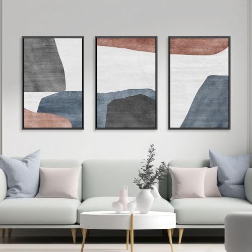 لوحة ثلاثية فن تجريدي بتصميم مودرن المقاس لكل لوحة