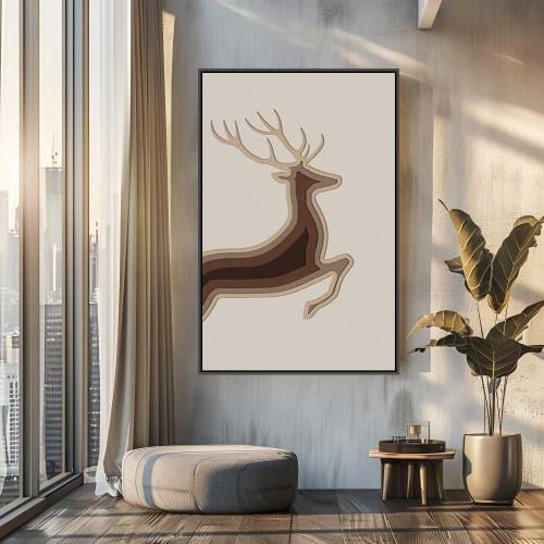 لوحات جدارية فن تجريدي غزال تصميم موردن عصري