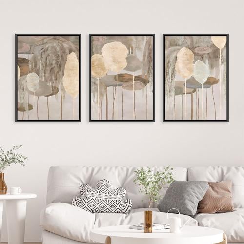 لوحة ثلاثية فن تجريدي بتصميم مودرن المقاس لكل لوحة