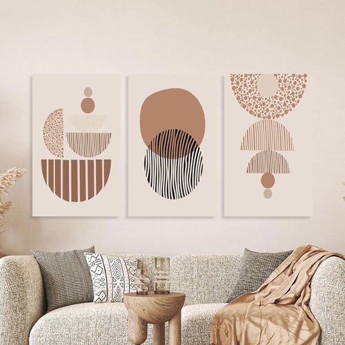 لوحة ثلاثية فن تجريدي بتصميم مودرن المقاس لكل لوحة