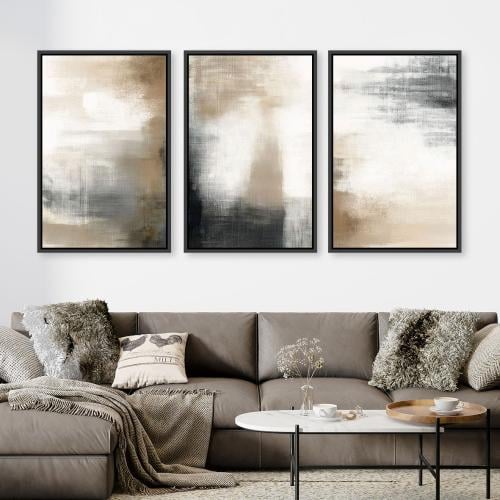 لوحة ثلاثية فن تجريدي بتصميم مودرن المقاس لكل لوحة