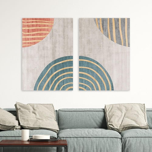 لوحة جدارية ثنائية فن تجريدي بتصميم مودرن