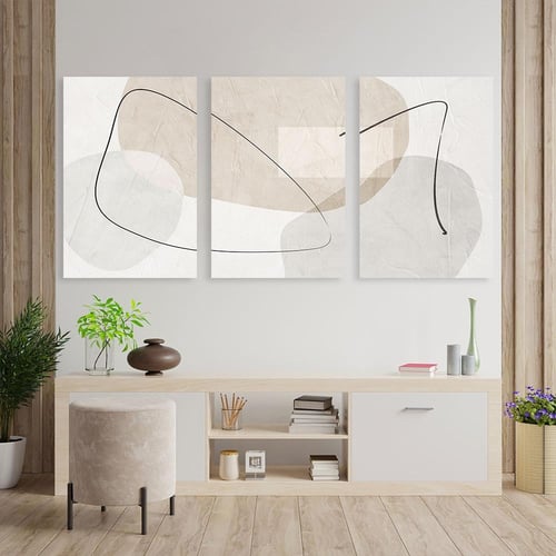 لوحة ثلاثية فن تجريدي بتصميم مودرن المقاس لكل لوحة