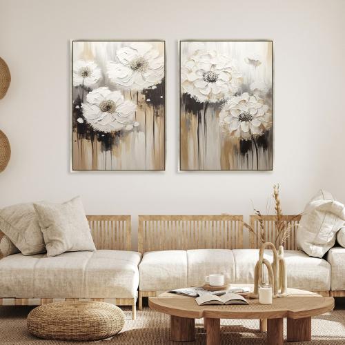 لوحة جدارية ثنائية فن تجريدي بتصميم مودرن