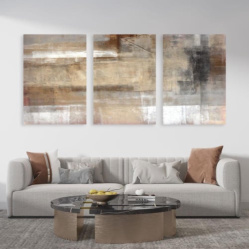لوحة ثلاثية فن تجريدي بتصميم مودرن المقاس لكل لوحة
