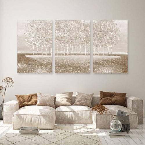 لوحة ثلاثية فن تجريدي بتصميم مودرن المقاس لكل لوحة