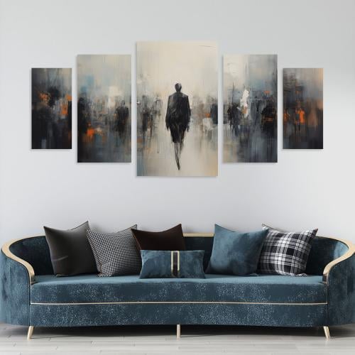 طقم لوحات فن تجريدي مكون من خمسة لوحات مقاس لوحتين...