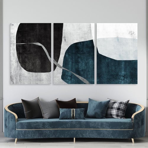 لوحة ثلاثية فن تجريدي بتصميم مودرن المقاس لكل لوحة