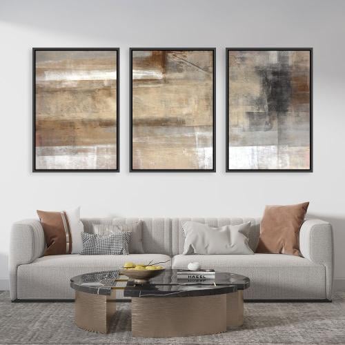 لوحة ثلاثية فن تجريدي بتصميم مودرن المقاس لكل لوحة