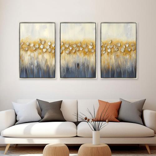 لوحة ثلاثية فن تجريدي بتصميم مودرن المقاس لكل لوحة