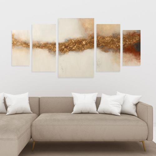 طقم لوحات فن تجريدي مكون من خمسة لوحات مقاس لوحتين...