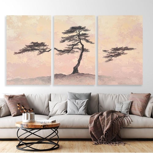 لوحة ثلاثية فن تجريدي بتصميم مودرن المقاس لكل لوحة