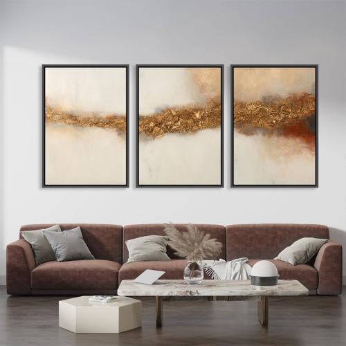 لوحة ثلاثية فن تجريدي بتصميم مودرن المقاس لكل لوحة