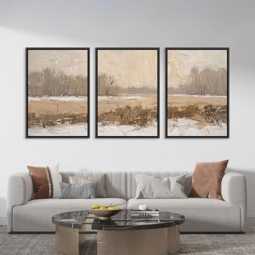 لوحة ثلاثية فن تجريدي بتصميم مودرن المقاس لكل لوحة