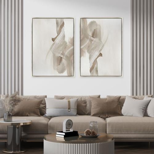 لوحة جدارية ثنائية فن تجريدي بتصميم مودرن