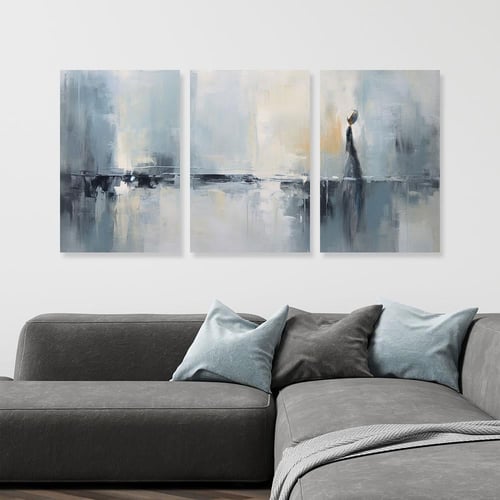 لوحة ثلاثية فن تجريدي بتصميم مودرن المقاس لكل لوحة