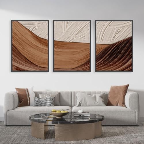 لوحة ثلاثية فن تجريدي بتصميم مودرن المقاس لكل لوحة