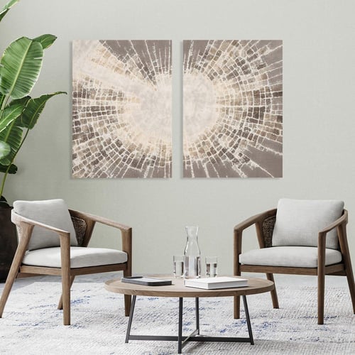 لوحة جدارية ثنائية فن تجريدي بتصميم مودرن