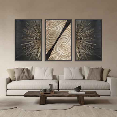 لوحة ثلاثية فن تجريدي بتصميم مودرن المقاس لكل لوحة