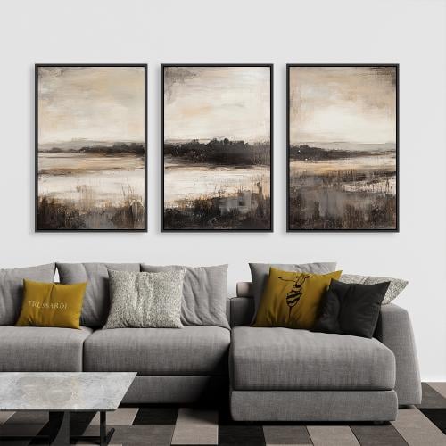 لوحة ثلاثية فن تجريدي بتصميم مودرن المقاس لكل لوحة