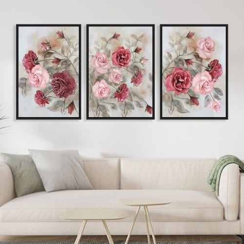 لوحة ثلاثية فن تجريدي بتصميم مودرن المقاس لكل لوحة