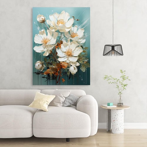 لوحات جدارية فن تجريدي ورد تصميم موردن عصري