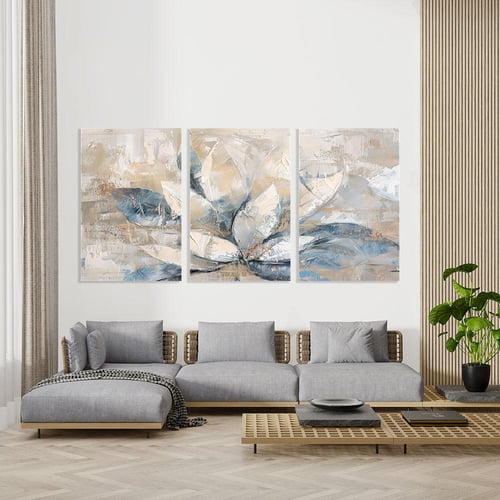 لوحة ثلاثية فن تجريدي بتصميم مودرن المقاس لكل لوحة