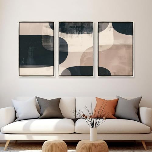 لوحة ثلاثية فن تجريدي بتصميم مودرن المقاس لكل لوحة
