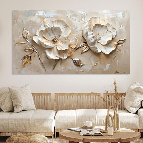 لوحات فن تجريدي ورد بتصميم مودرن