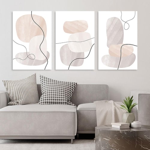 لوحة ثلاثية فن تجريدي بتصميم مودرن المقاس لكل لوحة