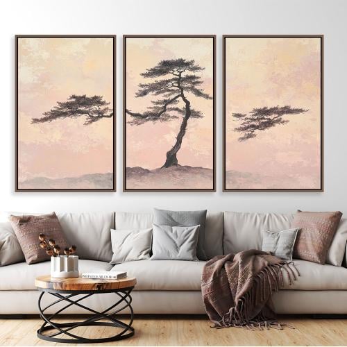 لوحة ثلاثية فن تجريدي بتصميم مودرن المقاس لكل لوحة