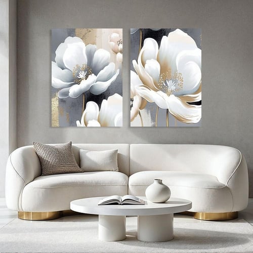 لوحة جدارية ثنائية فن تجريدي بتصميم مودرن