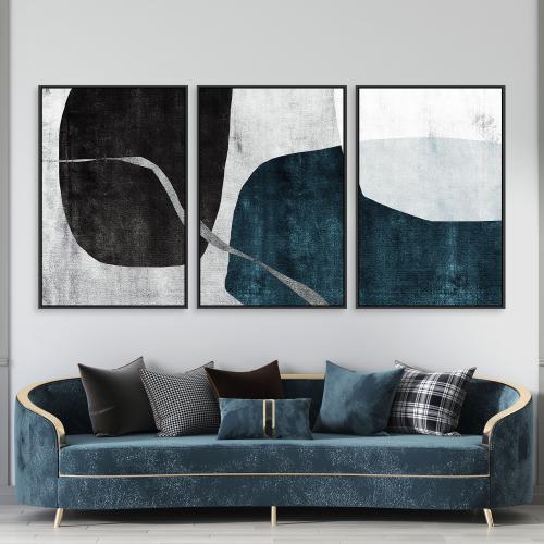 لوحة ثلاثية فن تجريدي بتصميم مودرن المقاس لكل لوحة