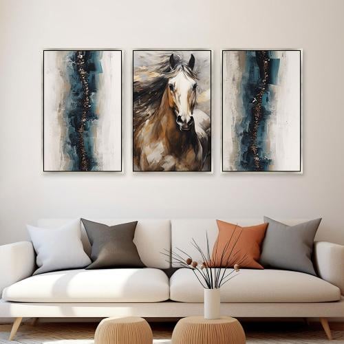 لوحة ثلاثية فن تجريدي بتصميم مودرن المقاس لكل لوحة