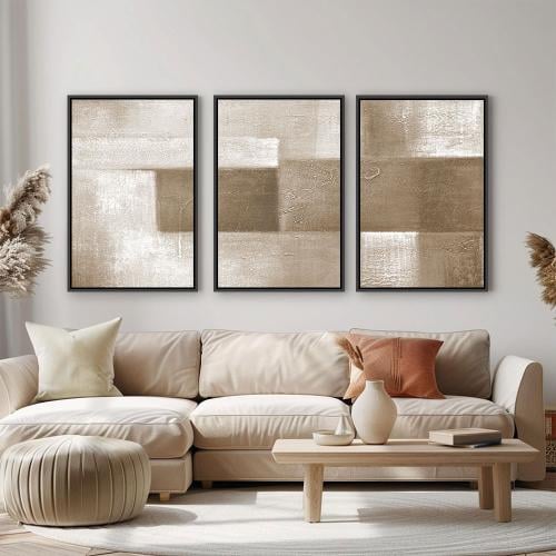 لوحة ثلاثية فن تجريدي بتصميم مودرن المقاس لكل لوحة