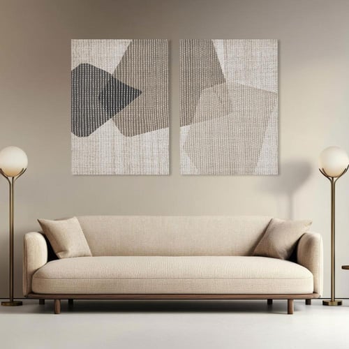 لوحة جدارية ثنائية فن تجريدي بتصميم مودرن