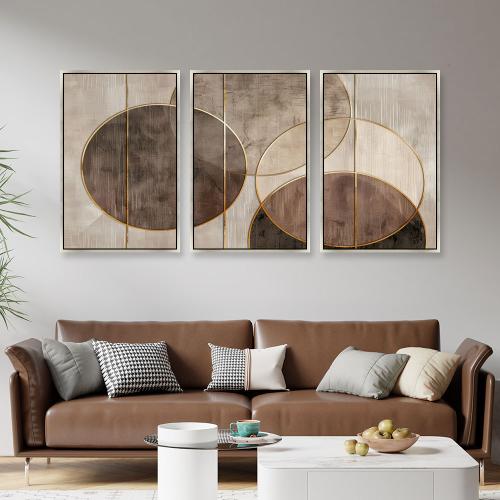 لوحة ثلاثية فن تجريدي بتصميم مودرن المقاس لكل لوحة