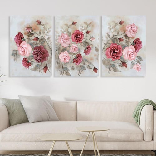 لوحة ثلاثية فن تجريدي بتصميم مودرن المقاس لكل لوحة