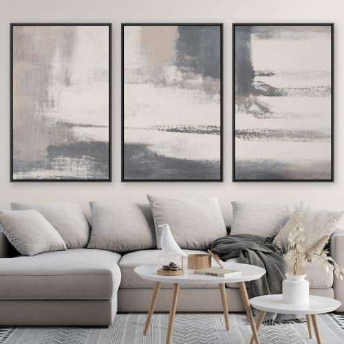 لوحة ثلاثية فن تجريدي بتصميم مودرن المقاس لكل لوحة