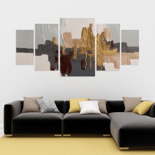 طقم لوحات فن تجريدي مكون من خمسة لوحات مقاس لوحتين...