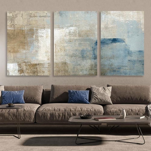 لوحة ثلاثية فن تجريدي بتصميم مودرن المقاس لكل لوحة