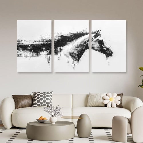 لوحة ثلاثية فن تجريدي بتصميم مودرن المقاس لكل لوحة